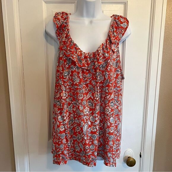 Old Navy Red patterned tank top blouse - Picture 1 of 7